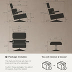 Top Grain Leather, Mid Century Chaise Lounge Chair and Ottoman, Modern Chair - Image 3