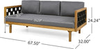 Merax 2 Piece Acacia Wood Outdoor Conversation Set, 3-Seater Outdoor Daybed Sofa - Image 4
