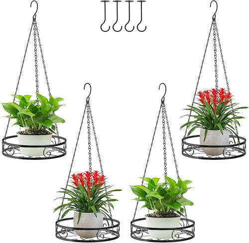 4-Pack Metal Hanging Planters for Outdoor Plants by Qiaomeiysp