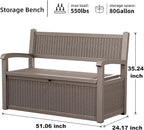 EasyUp 80 Gallon Outdoor Storage Bench Lockable Deck Box Outdoor Storage Box - Image 2