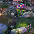 Solar Purple Metal Flower Wind Spinners, Colorful Spinning Windmill Lotus Yard - Image 4