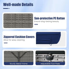 LDAILY Moccha Outdoor Daybed, Wicker Loveseat Sofa Set - Image 8