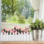 YARDWE Picket Fence Panels Wooden Picket Fence Flower Pot Window Box Planter - Image 4