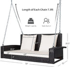 RELAX4LIFE Porch Swing 2-Seat Patio Rattan, Wicker Porch Swings Outdoor W/Two - Image 8