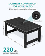 SERWALL Outdoor Coffee Table, HDPE Patio Coffee Table - Image 3