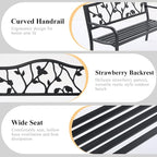 50" Outdoor Garden Bench, Cast Iron Metal Outdoor Benches Weatherproof - Image 4