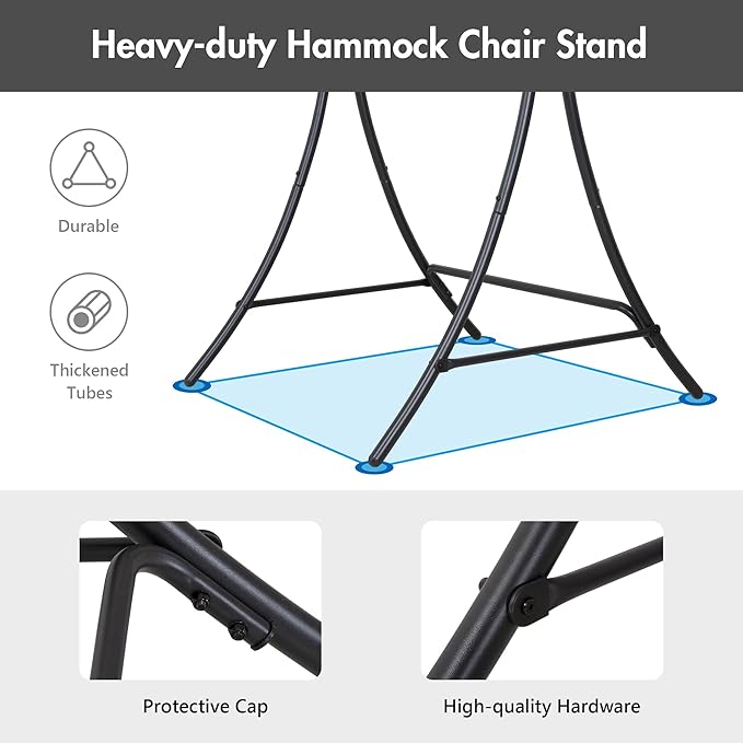 ANOW Hanging Swing Chair with Stand Included, Heavy Duty Hammock Chair with - Image 4