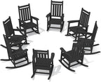 SERWALL HDPE Outdoor Rocking Chair Set of 8, Patio Rocking Chairs by SERWALL