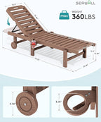 SERWALL Outdoor Chaise Lounge Set of 6, HDPE Pool Lounge Chair - Image 2