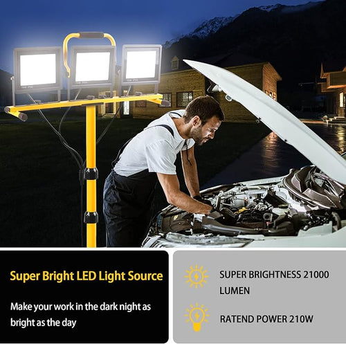 22000 Lumen Work Lights with Stand, 2 Adjustable Head LED Work Light, with - Image 2