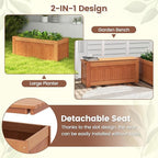 Giantex Set of 2 Outdoor Bench, Wood Raised Garden Bed w/Open Base, - Image 8