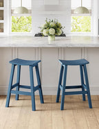 Weatherproof Bar Stools Set of 2, Saddle Seat, Bar Height Stools - Image 4