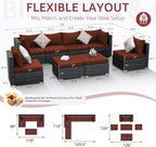 NICESOUL 8 Piece Modern Patio Couch Set, 29.3'' High Back Oversized Wicker - Image 4