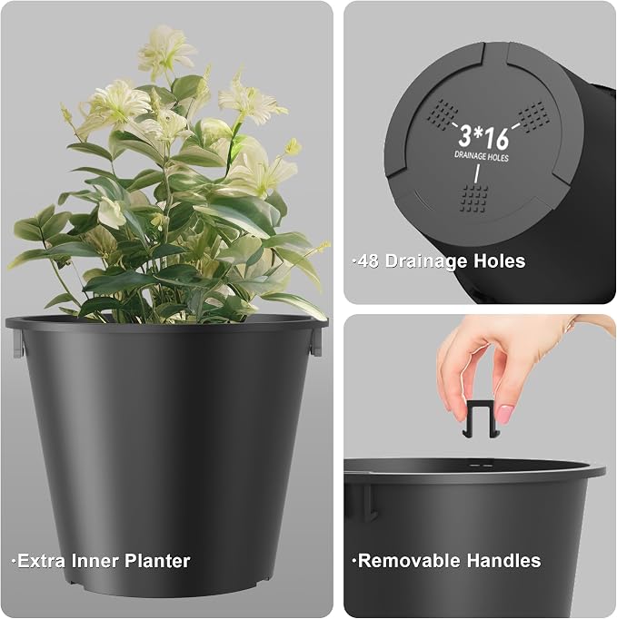 Kante Tall Round Planter Set of 2, 15 Inch Tall Decorative Planter Pots - Image 7