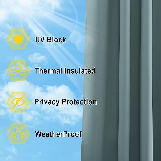 NICETOWN Outdoor Curtain for Patio Waterproof Extra Wide 100 in, Sun Blocking - Image 5