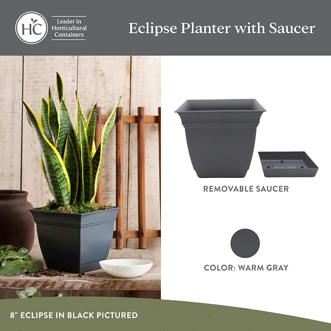 The HC Companies 12 Inch Eclipse Square Planter Pots - Image 2