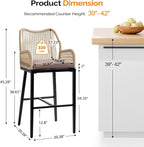 VINGLI Outdoor Bar Stools Set of 2, Heavy-Duty Outdoor Barstools Boho Woven - Image 3