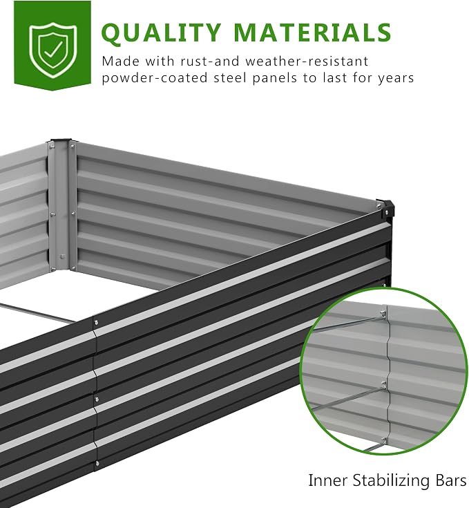 2PCS 7x3x1ft Galvanized Raised Garden Bed Kit, Galvanized Planter Raised Garden - Image 5