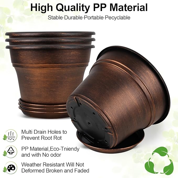 Plant Planters Pots Set of 4 Pack 16 Inch，Large Plastic Flower Pot - Image 4
