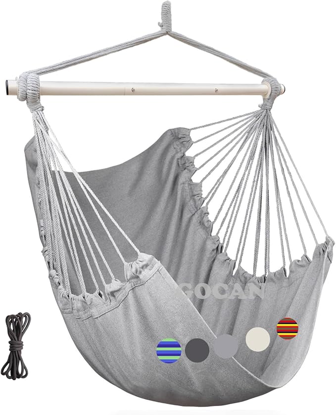 Hammock Chair Large Hammock Swing, 110 x 150cm Load 150kg, Cotton Hammock Chair by GOCAN