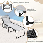 GYMAX Lounge Chairs for Outside, Extra High Folding Beach Tanning Lounger - Image 6