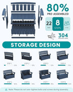 SERWALL HDPE Outdoor Storage Bench, All-Weather, UV-Resistant Deck Box - Image 6