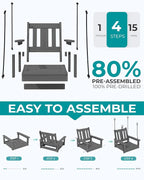 SERWALL HDPE Single Porch Swing Set of 2, Heavy Duty Single Person Swing Chair - Image 7