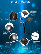 ZYAN Solar Landscape Spotlights, Separate Monocrystalline Panels & USB-C - Image 9