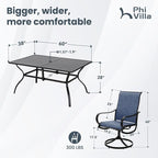PHI VILLA 7 Piece Outdoor Patio Dining Set, Large Metal Table and 6 Swivel - Image 7