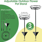 Tellingyou 3 Pack Adjustable Outdoor Flower Pot Stand, Metal Outdoor Plant - Image 3