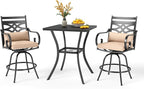 PHI VILLA 3 Pieces Patio Bar Set, Outdoor Bar Table and Chairs Set, Strong and by PHIVILLAThepioneerofcomfortablehouseholdsupplies