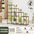 Bamworld Tall Plant Stand Indoor Wood Plant Shelf Outdoor Tiered Plant Rack - Image 7
