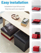 AmasSmile Red Storage Ottoman Folding Foot Rest Stool - Image 7