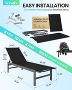 Outdoor Lounge Chairs Set of 2, Aluminum Patio Chaise Lounge Chairs - Image 3