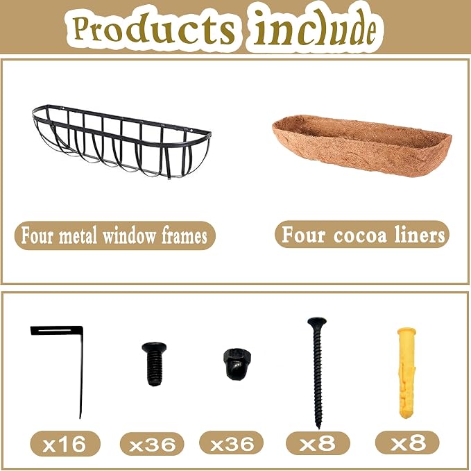 4pack 16-inch Window Sill Window Railing Planters - Image 4