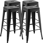 COSTWAY Bar Stools Set of 4, 30” Bar Height Metal Stools by COSTWAY