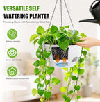 8 Inch Hanging Planters for Indoor Outdoor Plants, 4 Pack White Plastic Self - Image 2