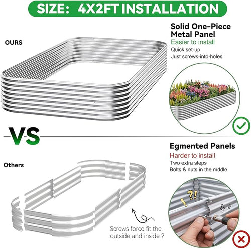 4 Pack Corrugated Galvanized Steel Raised Garden Bed Outdoor, Metal Above - Image 2