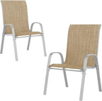 UDPATIO Patio Chairs Set of 2, Stackable Silver Outdoor Dining Chairs by UDPATIO