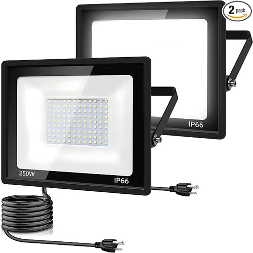 2Pack LED Flood Light Outdoor, 250W LED Work Light 25500lm by garageangle