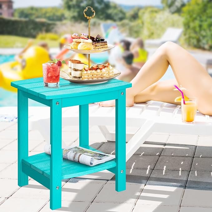 Y&M Outdoor Side Table, HIPS Adirondack Small Double Layer Table, Waterproof - Image 6