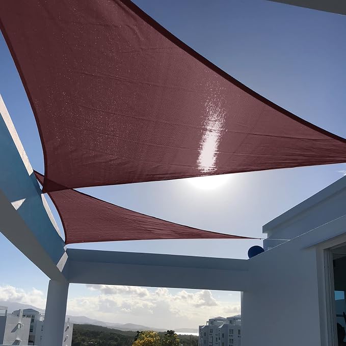 SUNNY GUARD Sun Shade Sail 10'x10'x14' Right Triangle Brown UV Block Sunshade by SUNNYGUARD