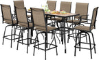 PHI VILLA Outdoor Patio Swivel Bar Set of 11, Textilene Bar Height Chair by PHIVILLAThepioneerofcomfortablehouseholdsupplies