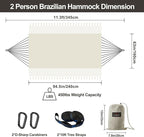 Brazilian Double Hammock with Tree Straps, Extra Large 94x63IN, 2 Persons - Image 3