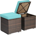 RELAX4LIFE Wicker Outdoor Storage Ottoman, 2-Piece Rattan Footstool w/Removable by RELAX4LIFE