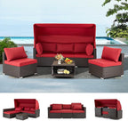 Vicluke 6 Pieces Patio Conversation Sets, Rectangle Wicker Daybed by Vicluke