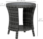 Outsunny 18" Outdoor Wicker Coffee Table, 2-Tier Patio Side Table - Image 3