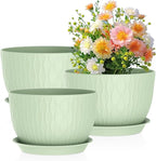 Large Flower Pots 12/10/9 inch, 3 Set Wide Plant Pots by Meowell