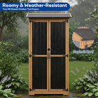 Outdoor Storage Cabinet Weather-Resistant, Wood & Metal Storage Shed - Image 8