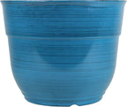 Garden Elements Indoor/Outdoor Glazed Brushed Happy Plastic Planter, Dark Blue - Image 3